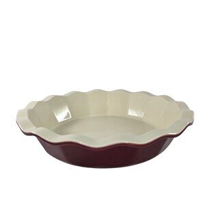 Emile Henry France Williams Sonoma Pie Dish #301 Burgundy Red 10"